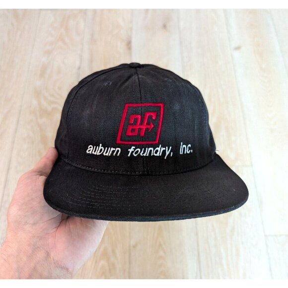 Vintage 90s Black Embroidred Auburn Foundry Club 5 Panel Snapback / USA Made - Picture 1 of 6